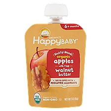Happy Baby Organics Baby Foods, Nutty Blends Organic Apples with Walnut Butter 6+ Months, 3 Ounce