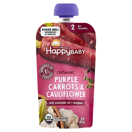 Happy Baby Organics Organic Purple Carrots & Cauliflower, Stage 2, 6+ Months, 4 oz