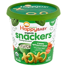 Happy Baby Organics Snackers Organic Creamy Spinach & Carrot Crawling, Baked Grain Snack, 1.5 Ounce