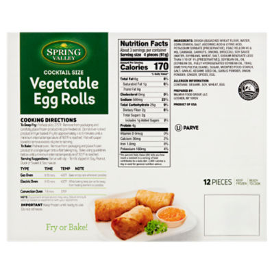 Spring Valley Cocktail Vegetable Egg Rolls, 12 ct / 9.6 oz - Mariano's