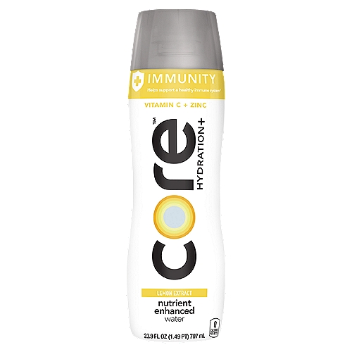 CORE Hydration+ Immunity, Lemon Extract Nutrient Enhanced Water, 23.9 Fl Oz Bottle