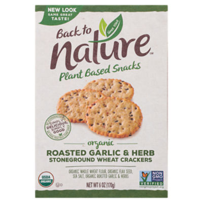 Back to Nature Organic Roasted Garlic & Herb Stoneground Wheat Crackers, 6 oz