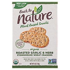 Back to Nature Organic Roasted Garlic & Herb Stoneground Wheat, Crackers, 6 Ounce