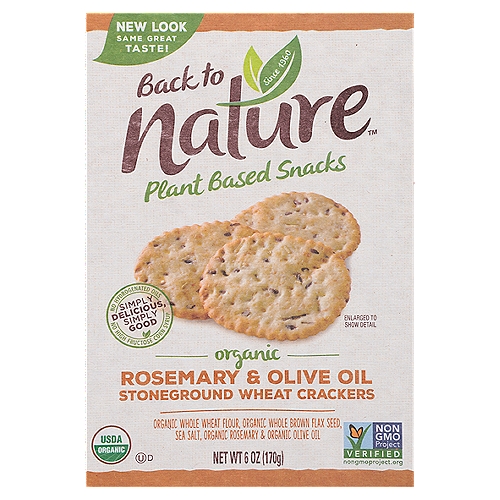Back to Nature Organic Rosemary & Olive Oil Stoneground Wheat Crackers, 6 oz