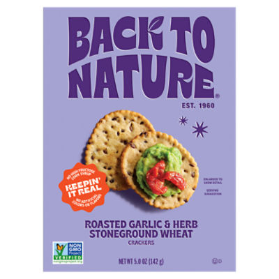 Back to Nature Roasted Garlic & Herb Stoneground Wheat Crackers, 5.0 oz