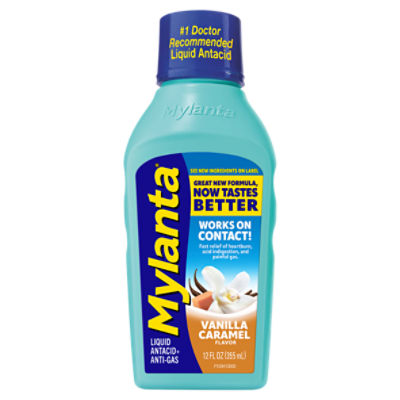 Mylanta Vanilla Caramel Flavor Liquid Antacid + Anti-Gas, 12 fl oz, 12 Fluid ounce