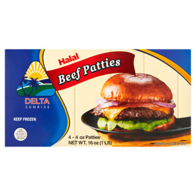 Delta Halal Beef Patties, 4 oz, 4 count