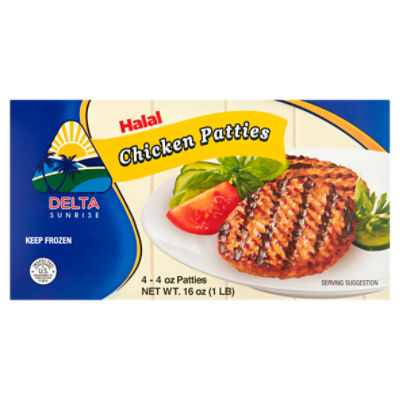 Delta Sunrise Halal Chicken Patties, 4 oz, 4 count