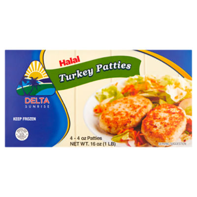 Delta Sunrise Halal Turkey Patties, 4 oz, 4 count