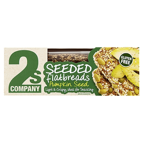 2s Company Pumpkin Seed Seeded Flatbreads, 3.5 oz
These gluten-free, seeded flatbreads bring you back to nature with pure enjoyment.

Loaded with a blend of wholesome seeds, and baked crisp in small artisan batches for the best quality and light and crispy texture.

Ideal with cheese, dips, pâtés and toppings or as a perfect snack on its own.
