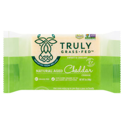 Truly Grass Fed Natural Aged Cheddar Cheese, 7 oz