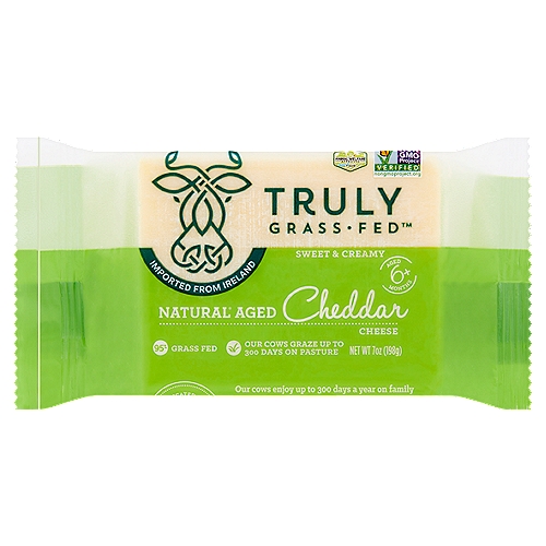 Truly Grass Fed Natural Aged Cheddar Cheese, 7 oz