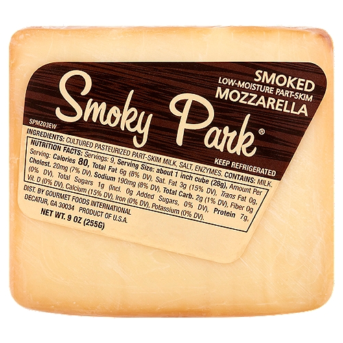 Smoky Park Smoked Low-Moisture Part-Skim Mozzarella Cheese, 9 oz