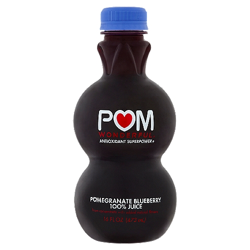 Pom Wonderful Antioxidant Superpower Pomegranate Blueberry 100% Juice, 16 fl oz
Blueberry boost. This delightful berry blend combines two bright, healthy juices into one antioxidant powerhouse.