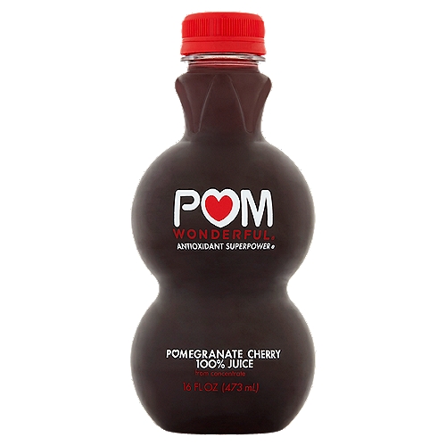 Pom Wonderful Antioxidant Superpower 100% Pomegranate Cherry Juice, 16 fl oz
Bright and cherry. This sweet, tangy combo delivers a tasty blast of cherries and a healthy antioxidant-wielding kick.