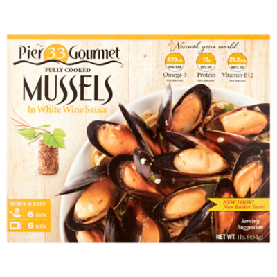 Pier 33 Gourmet Mussels in White Wine Sauce, 1 lb, 16 Ounce
