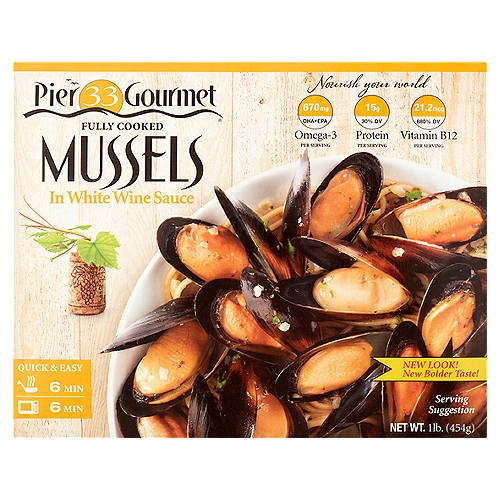 Pier 33 Gourmet Mussels in White Wine Sauce, 1 lb