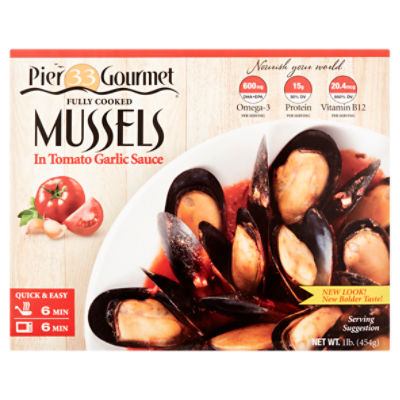 Pier 33 Gourmet Mussels in Tomato & Garlic Sauce, 1 lb, 16 Ounce