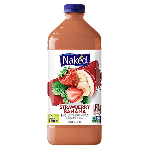 Naked Strawberry Banana Smoothie, 64 fl oz
No Sugar Added*
*Not a low calorie food. See nutrition panel for information on sugar and calorie content.

Vegan**
**visit our website for more information on our vegan claim