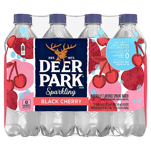 Deer Park Sparkling Black Cherry Naturally Flavored Spring Water, 16.9 fl oz, 8 count