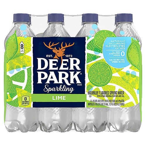 Deer Park Lime Sparkling Spring Water, 16.9 fl oz, 8 count