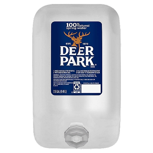 DEER PARK Brand 100% Natural Spring Water, 2.5-gallon jug
DEER PARK Brand 100% Natural Spring Water has been a local favorite for generations. Sourced from carefully selected springs since 1873, DEER PARK Brand Spring Water contains naturally occurring minerals for a crisp, clean taste. So when you are looking for a trusted source of hydration for any occasion, choose DEER PARK.