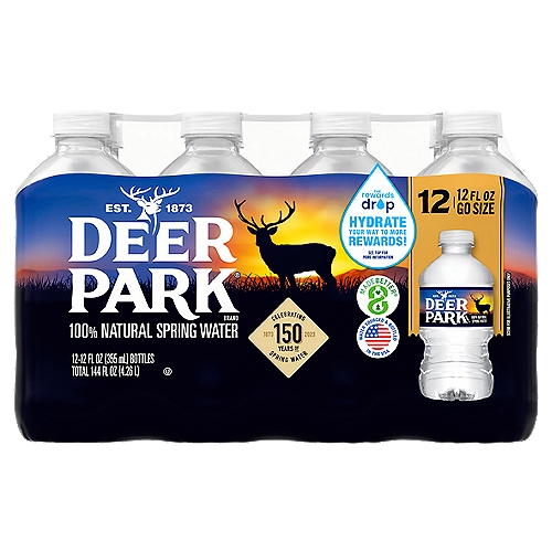 DEER PARK Brand 100% Natural Spring Water, 12-ounce plastic bottles (Pack of 12)
DEER PARK Brand 100% Natural Spring Water has been a local favorite for generations. Sourced from carefully selected springs since 1873, DEER PARK Brand Spring Water contains naturally occurring minerals for a crisp, clean taste. So when you are looking for a trusted source of hydration for any occasion, choose DEER PARK.
