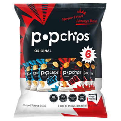 Popchips Original Popped Potato Snack, 0.8 oz, 6 count