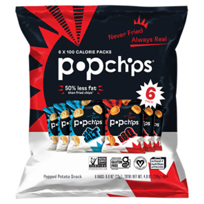 Popchips Original Popped Potato Snack, 0.8 oz, 6 count