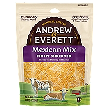 Andrew & Everett Mexican Mix Finely Shredded Natural, Cheese, 8 Ounce