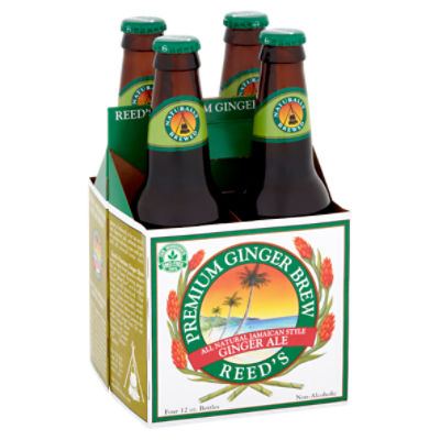 Reed's Premium Ginger Brew All Natural Jamaican Style Ginger Ale, 12 oz, 4 count