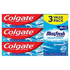 Colgate Max Fresh with Mini Breath Strips, Cool Mint Toothpaste, 6.3 oz 3 Pack