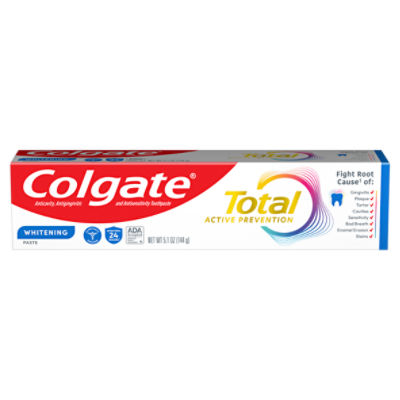 Colgate Total Active Prevention Whitening Toothpaste, 5.1 oz