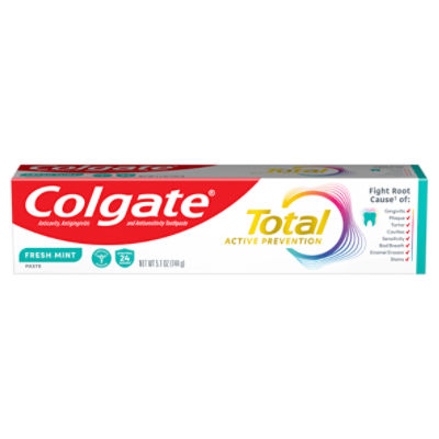 Colgate Total Fresh Mint Stripe Toothpaste, Mint Gel Toothpaste, 5.1 oz