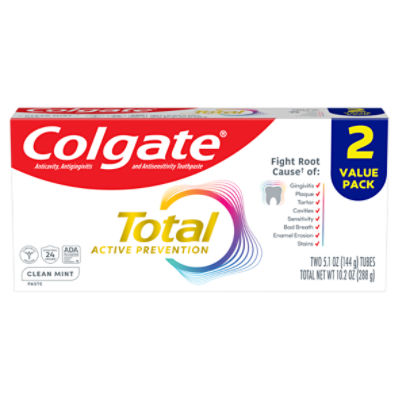 Colgate Total Clean Mint Toothpaste, Mint Toothpaste, 5.1 oz Tube, 2 Pack