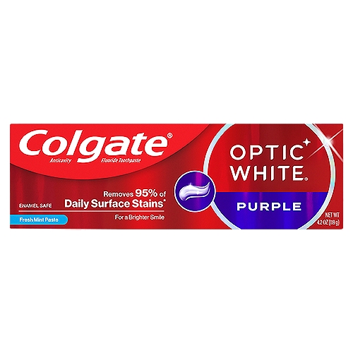 Colgate Optic White Purple Fresh Mint Anticavity Fluoride Toothpaste, 4.2 oz
