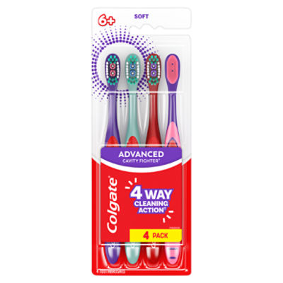Colgate Soft Advanced Toothbrushes, 6+, 4 count