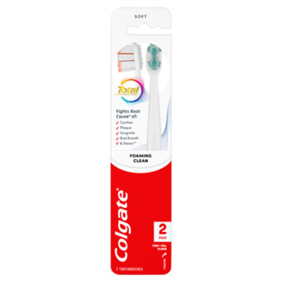 Colgate Soft Total Active Prevention Foaming Clean Toothbrushes, 2 count