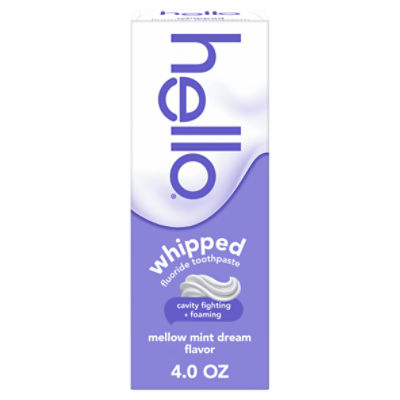 hello Whipped Fluoride Toothpaste, Minty Foam Toothpaste, Mellow Mint Dream, 4.0 oz