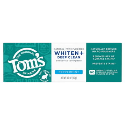 Tom's of Maine The Original Whiten + Deep Clean Peppermint Anticavity Toothpaste, 4.0 oz