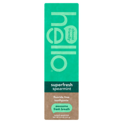 Hello Superfresh Spearmint Fluoride Free Toothpaste, 5.0 oz, 5 Ounce