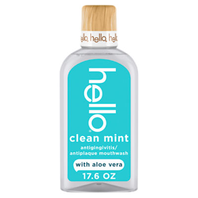 Hello Clean Mint Antigingivitis /Antiplaque Mouthwash with Aloe Vera, 17.6 fl oz