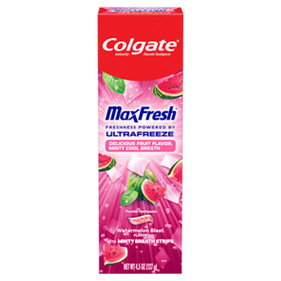Colgate MaxFresh Watermelon Blast Flavor Anticavity Fluoride Toothpaste, 4.5 oz