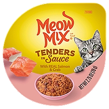 Meow Mix Tenders in Sauce with Real Salmon & Crab Cat Food, 2.75 oz