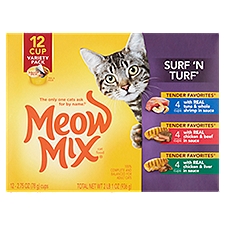 Meow Mix Tender Favorites Surf 'N Turf Cat Food Variety Pack, 2.75 oz, 12 count