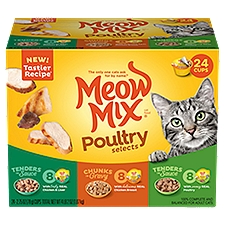 Meow Mix Poultry Selects Cat Food Variety Pack, 2.75 oz, 24 count, 66 Ounce