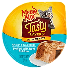 Meow Mix Tasty Layers Chicken & Tuna Recipe Swirled Pâté Cat Food, 2.75 oz, 2.75 Ounce