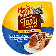 Meow Mix Tasty Layers Tuna & Whitefish Recipe Swirled Pâté Cat Food, 2.75 oz