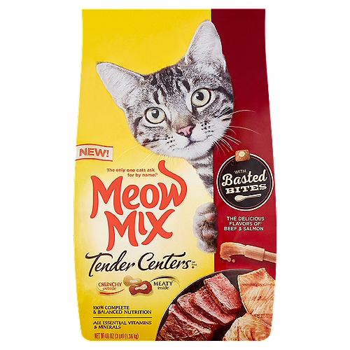 Meow Mix Tender Centers Beef & Salmon with Basted Bites Cat Food, 48 oz