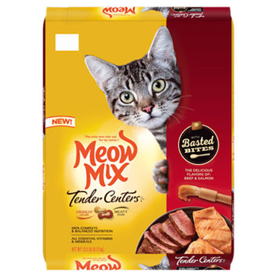 Meow Mix Tender Centers Beef & Salmon with Basted Bites Cat Food, 13.5 lb
